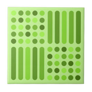 Mid Century Modern Circles Lines Chartreuse Tile