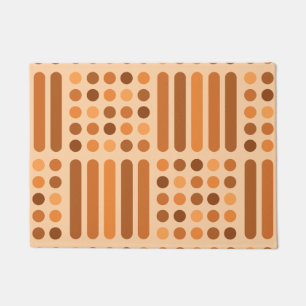 Mid Century Modern Circles Lines Orange Doormat