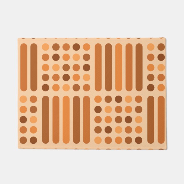 Mid Century Modern Circles Lines Orange Doormat (Front)