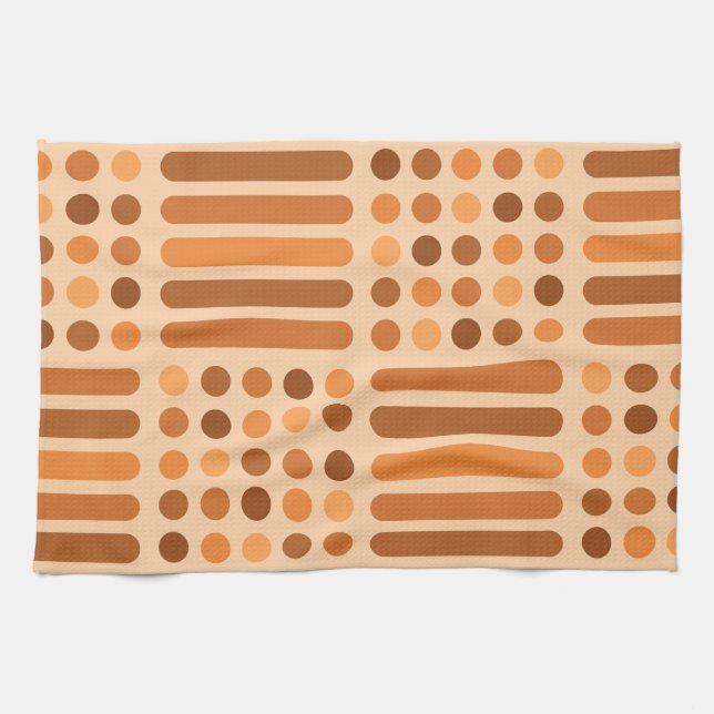 Mid Century Modern Circles Lines Orange Kitchen Towel (Horizontal)