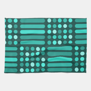 Mid Century Modern Circles Lines Teal Kitchen Towel