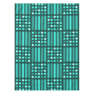 Mid Century Modern Circles Lines Teal Tablecloth