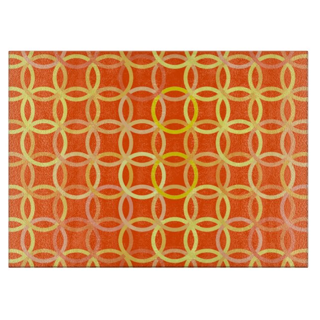 Mid-Century Modern circles, mandarin orange Cutting Board (Front)
