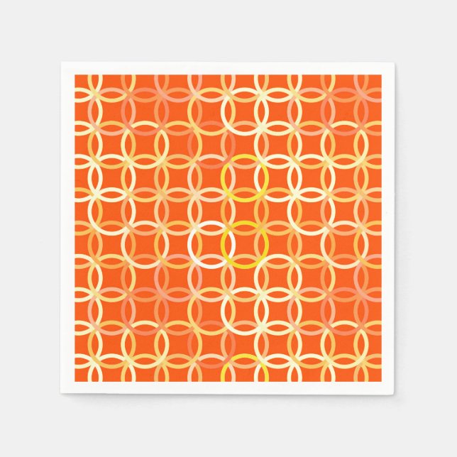 Mid-Century Modern circles, mandarin orange Napkin (Front)
