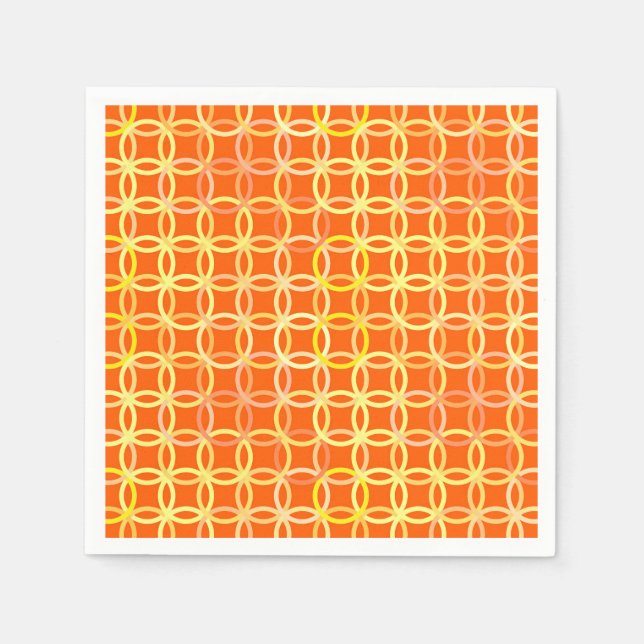 Mid-Century Modern circles, mandarin orange Napkin (Front)