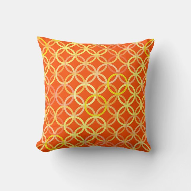 Mid-Century Modern circles, mandarin orange Throw Pillow (Front)