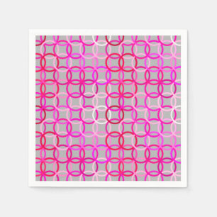 Mid-Century Modern circles, pink, magenta and grey Napkin