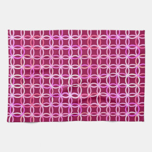Mid-Century Modern circles, plum and orchid pink Kitchen Towel