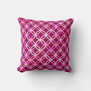 Mid-Century Modern circles, plum and orchid pink Throw Pillow