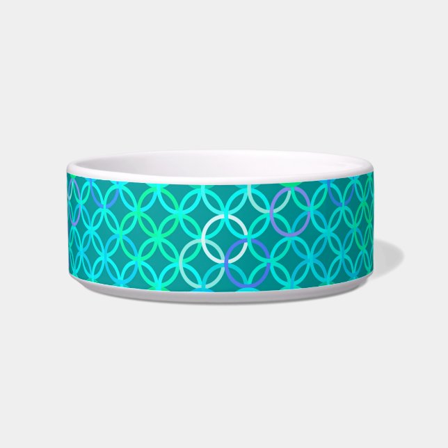 Mid-Century Modern circles, turquoise and aqua Bowl (Left)