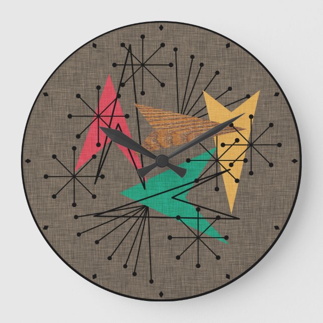 Mid Century Modern Classic Atomic Arrows Starburst Large Clock (Front)