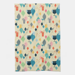 Mid Century Modern Cocktails Kitchen Towel