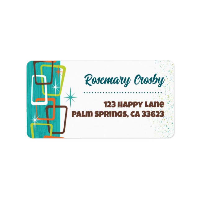 Mid-Century Modern Cocktails Return Address Labels (Front)