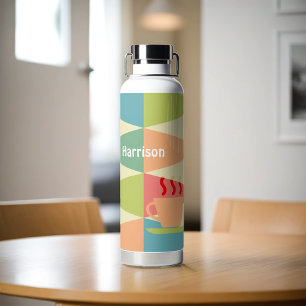 Mid Century Modern Coffee Personalized Water Bottle