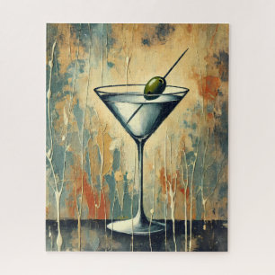 Mid Century Modern Color Block Martini Art Jigsaw Puzzle