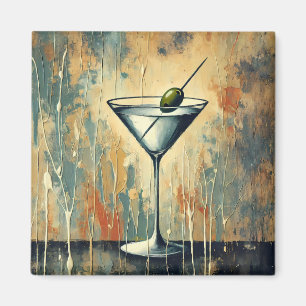 Mid Century Modern Color Block Martini Art Magnet