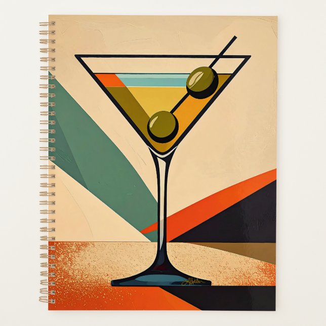 Mid Century Modern Color Block Martini Art Planner (Front)