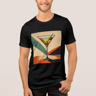 Mid Century Modern Color Block Martini Art Tri-Blend Shirt