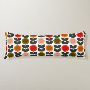  Mid-Century Modern Colored Retro Groovy Flowers  Body Pillow