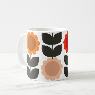  Mid-Century Modern Colored Retro Groovy Flowers  Coffee Mug