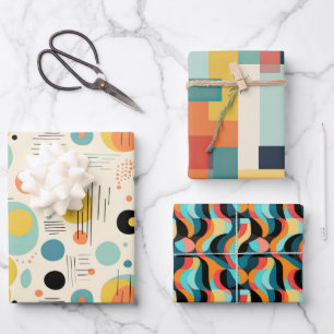 Mid Century Modern Colorful Abstract Pattern Wrapping Paper Sheet