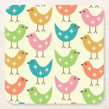 Mid Century Modern Colorful Atomic Birds Pattern