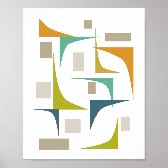 Mid Century Modern Colorful Geometric Print (Front)