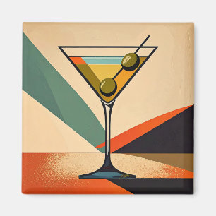 Mid Century Modern Colour Block Martini Art Magnet