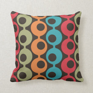 Mid Century Modern Coloured Circles Throw Pillow