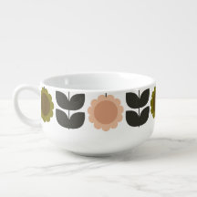 Mid-Century Modern Coloured Retro Groovy Flowers