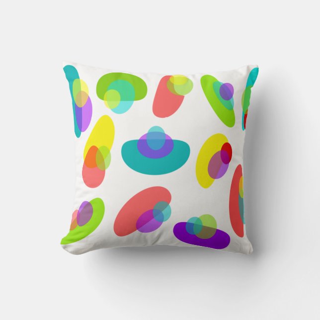Mid-Century Modern Colourful Abstract Throw Pillow (Front)