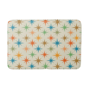 Mid century modern colourful atomic starburst bath mat