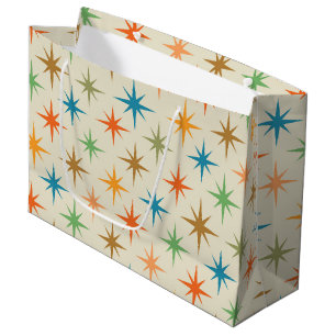 Mid century modern colourful atomic starburst     large gift bag