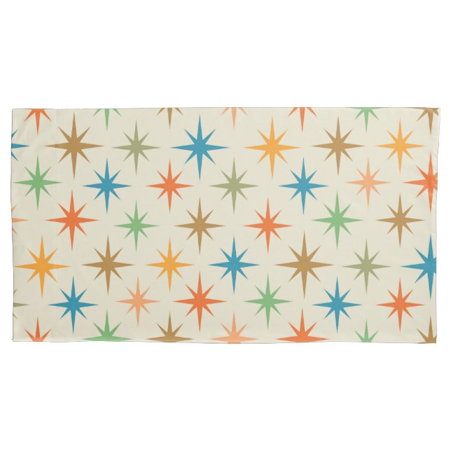 Mid century modern colourful atomic starburst     pillowcase (Front)