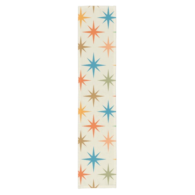 Mid century modern colourful atomic starburst  short table runner (Front)