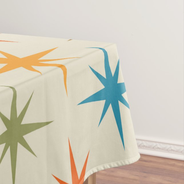 Mid century modern colourful atomic starburst  tablecloth (In Situ)