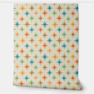 Mid Century Modern Colourful Atomic Starburst Wallpaper