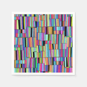 Mid Century Modern Colourful bookshelf Napkin