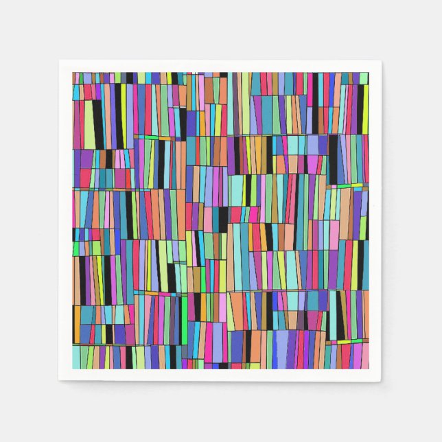 Mid Century Modern Colourful bookshelf Napkin (Front)
