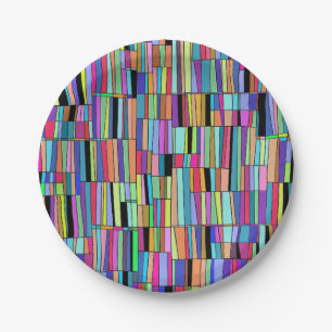 Mid Century Modern Colourful bookshelf Paper Plate