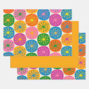 Mid Century Modern Colourful Bright Fun Atomic Dot Wrapping Paper Sheet