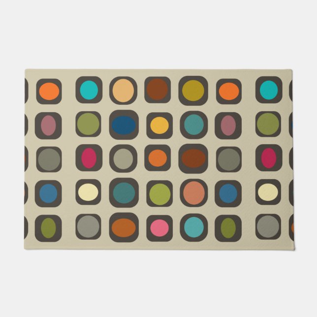 Mid Century Modern Colourful Buttons Doormat (Front)