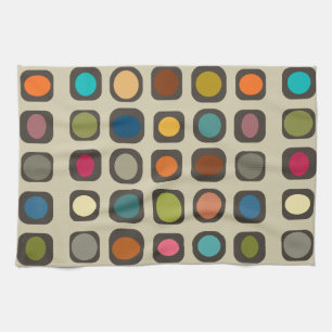 Mid Century Modern Colourful Buttons Kitchen Towel
