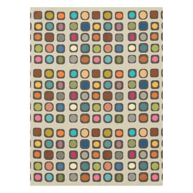 Mid Century Modern Colourful Buttons Tablecloth (Front)