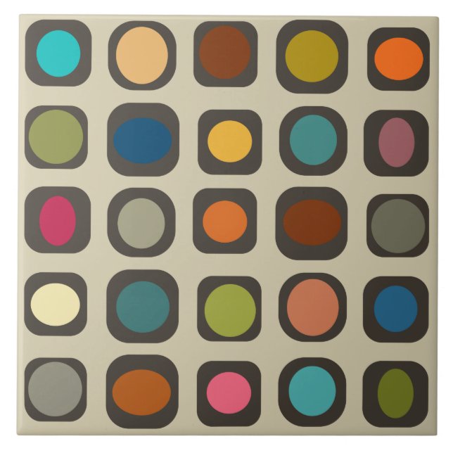 Mid Century Modern Colourful Buttons Tile (Front)