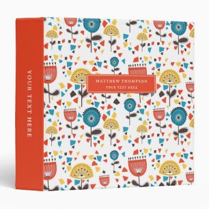 Mid Century Modern Colourful Floral Pattern Album Binder