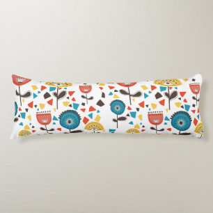Mid Century Modern Colourful Floral Pattern Body Pillow