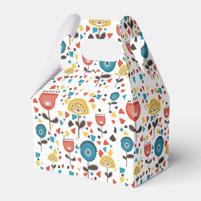 Mid Century Modern Colourful Floral Pattern Favor Box (Front Side)