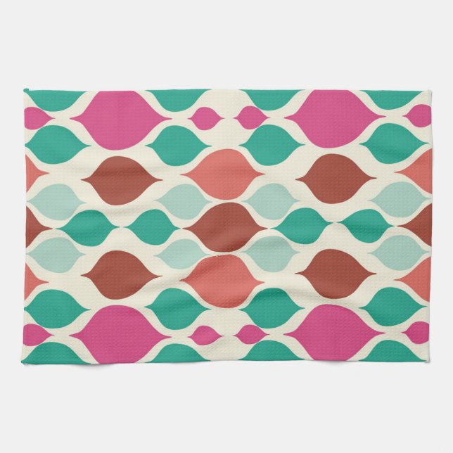 Mid Century Modern Colourful Geometric  Kitchen Towel (Horizontal)
