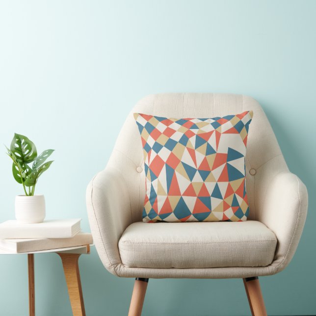 Mid Century Modern Colourful Geometric Pattern Throw Pillow (Chair)